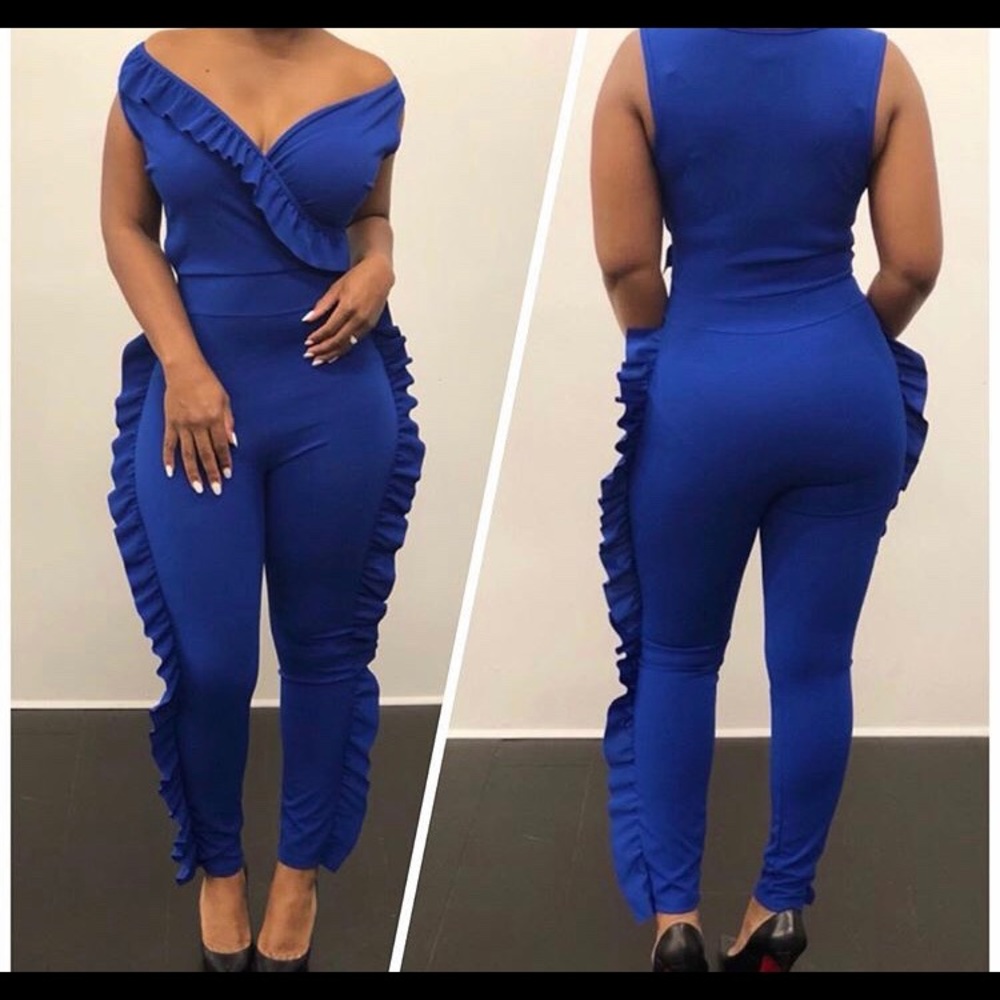 Royal Blue Ruffle Jumpsuit